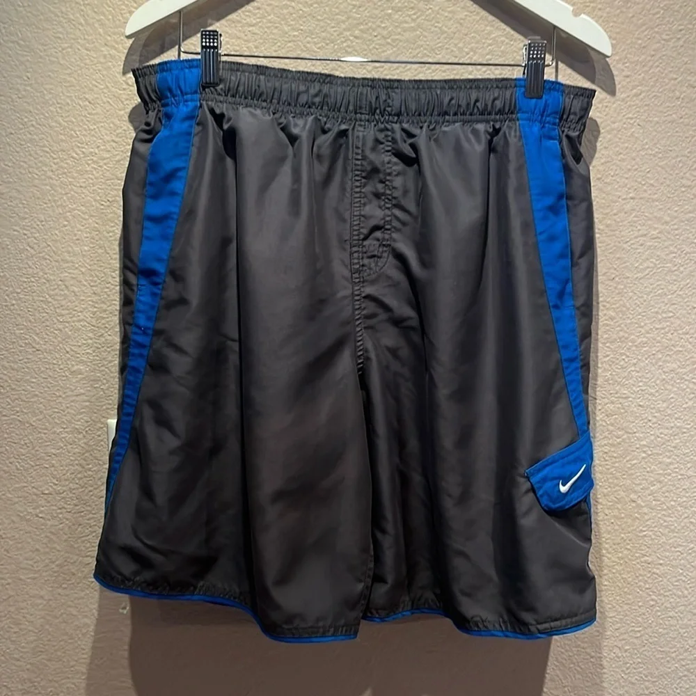 Nike Men’s Gray and Blue Swim Trunks Swim Shorts Size Large